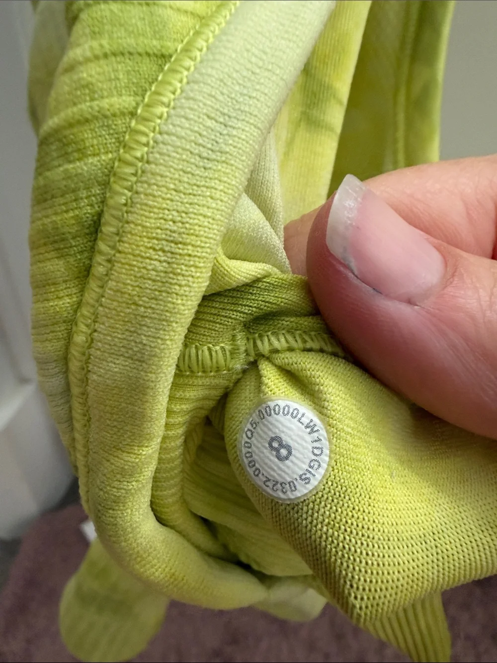 Lululemon Ebb to Street Yellow/Green Tie-Dye Ribbed Cropped Racerback Tank